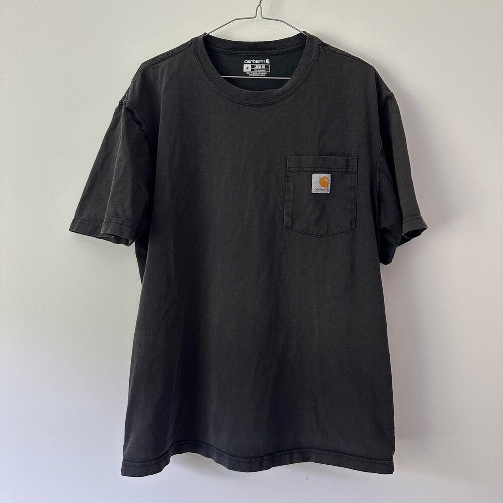 CARHARTT K87 Loose Fit Pocket Tee Black Faded Workwear Crewneck T-Shirt